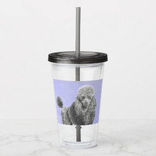 Pudel Miniatur Spielzeug Silber Grau Blau Hund Kun Acryltrinkbecher