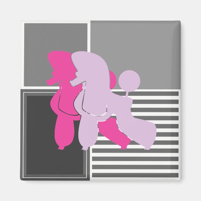 Pudel Paar modern und abstrakt Magnet (Vorne)