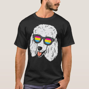 Pudel Pansexuell Brille Süß Pan Pride Flagge Hund T-Shirt