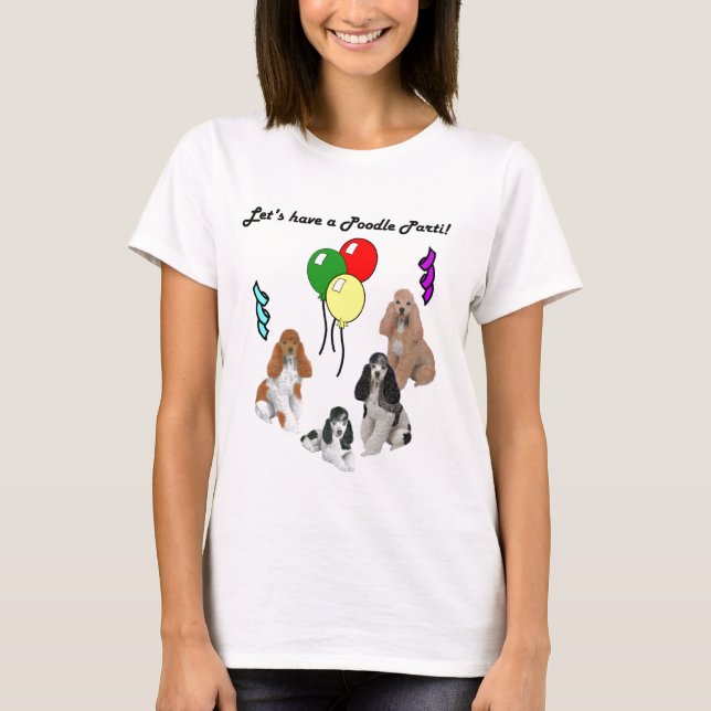Pudel Parti auf grauem T - Shirt (Vorderseite)