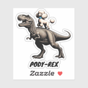 Pudel Reitet Auf Einem Dinosaurier Tierliebhaber G Aufkleber