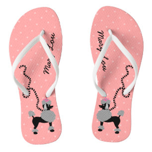 Pudel-Rock-HundeRetro rosa 50er moderner Flip Flops