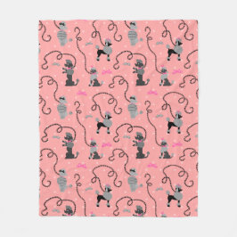 Pudel-Rock-Retro rosa und schwarzes 50er Muster Fleecedecke