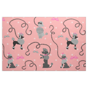 Pudel-Rock-Retro rosa und schwarzes 50er Muster Stoff