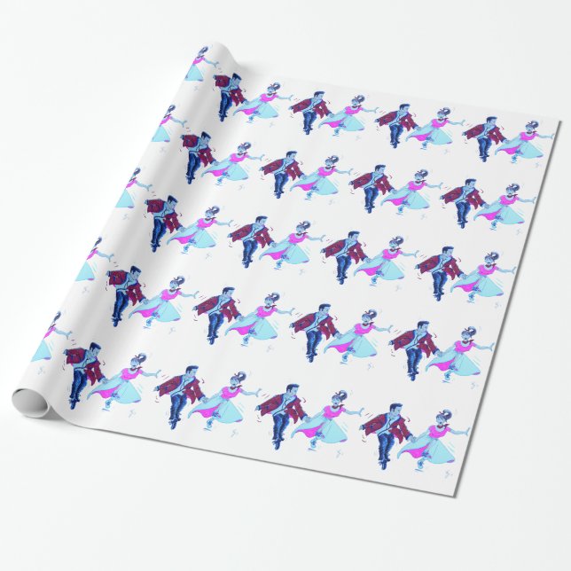 Pudel-Rock-WeihnachtsPackpapier Geschenkpapier (Ungerollt)