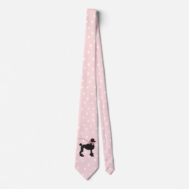 Pudel-rosa Polka-Punkt-Hals-Krawatte Krawatte (Vorderseite)