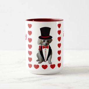 Pudel Rot Weiß Kaffeetasse "Ich denke an Dich"
