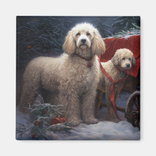 Pudel Schnee Schlitten Weihnachtsdekoration Magnet