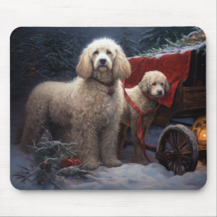 Pudel Schnee Schlitten Weihnachtsdekoration Mousepad
