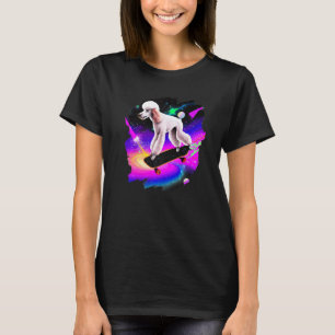 Pudel Skateboarding im Weltraum Retro Vintage T-Shirt