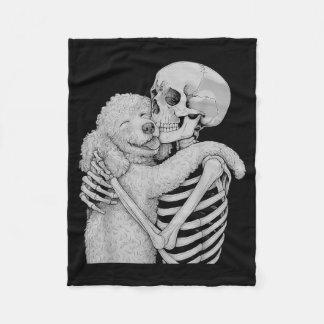 Pudel Skelett Umarmung Halloween Hundeliebhaber Fleecedecke