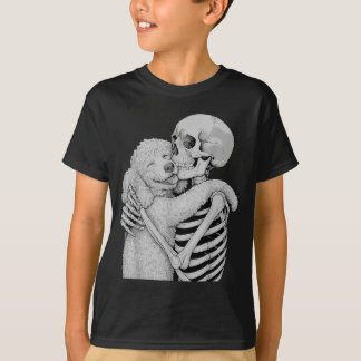 Pudel Skelett Umarmung Halloween Hundeliebhaber T-Shirt