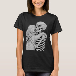 Pudel Skelett Umarmung Halloween Hundeliebhaber T-Shirt