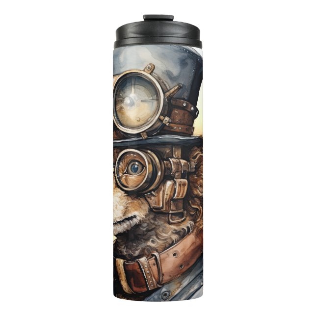 Pudel Steampunk Hund Thermosbecher (Vorderseite)
