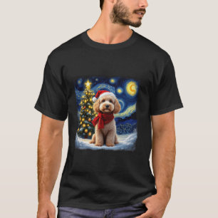 Pudel Sternennacht Weihnachten Van Gogh Hund Santa T-Shirt