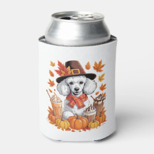 Pudel Thanksgiving Trinkt Kaffee Herbst Blätter Pu Dosenkühler