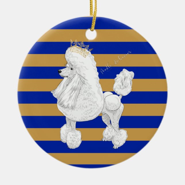 Pudel-Verhalten-Weihnachtspersonalisierte Keramikornament (Vorne)