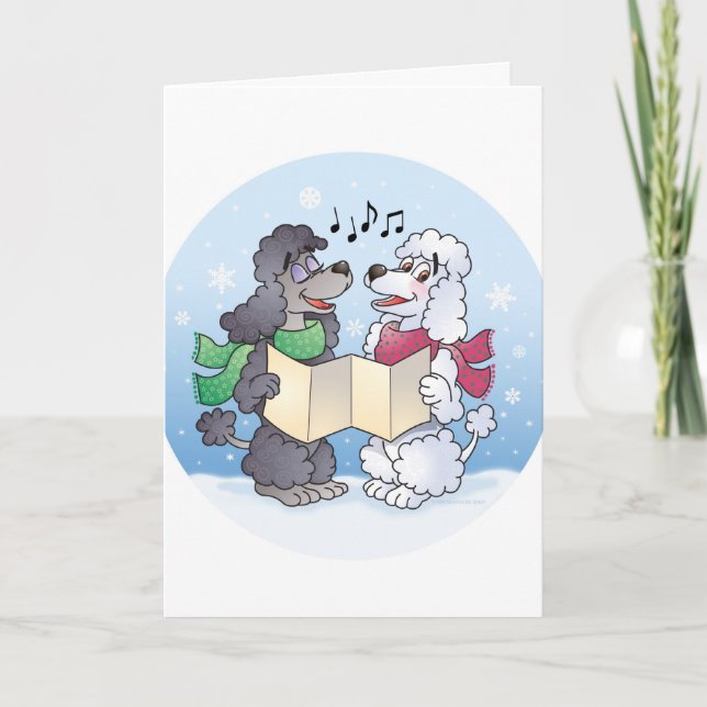 Pudel-Weihnachten Caroling Feiertagskarte (Vorderseite)