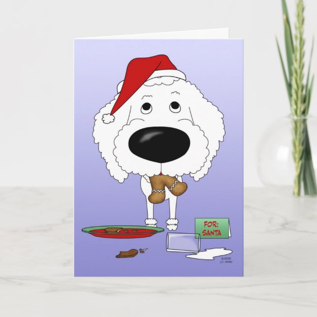 Pudel-Weihnachten Feiertagskarte (Vorderseite)