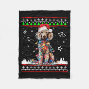 Pudel Weihnachten hässlicher Pullover lustiger Hun Fleecedecke