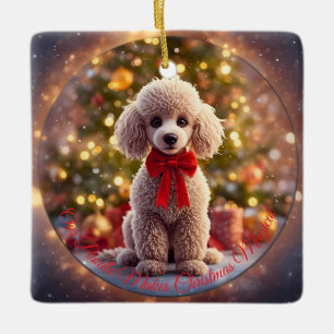 Pudel-Weihnachtsbaumanhänger Keramikornament