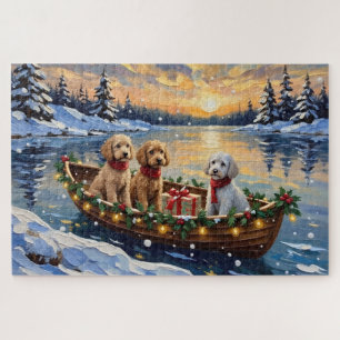 Pudel-Weihnachtsboot-Feiertag