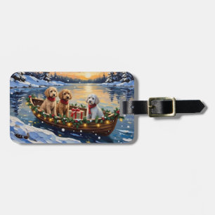 Pudel-Weihnachtsboot-Feiertag Gepäckanhänger
