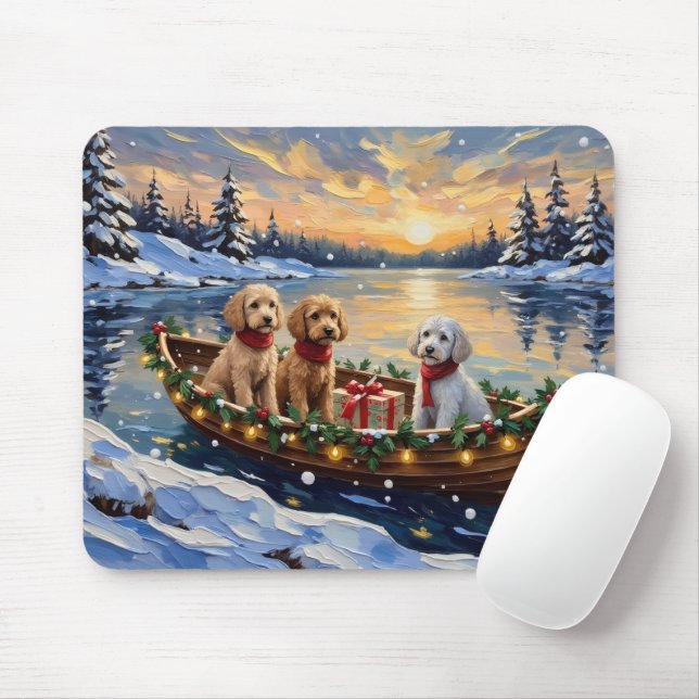 Pudel-Weihnachtsboot-Feiertag Mousepad (Mit Mouse)