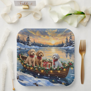 Pudel-Weihnachtsboot-Feiertag Pappteller
