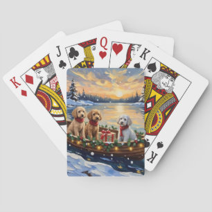 Pudel-Weihnachtsboot-Feiertag Spielkarten