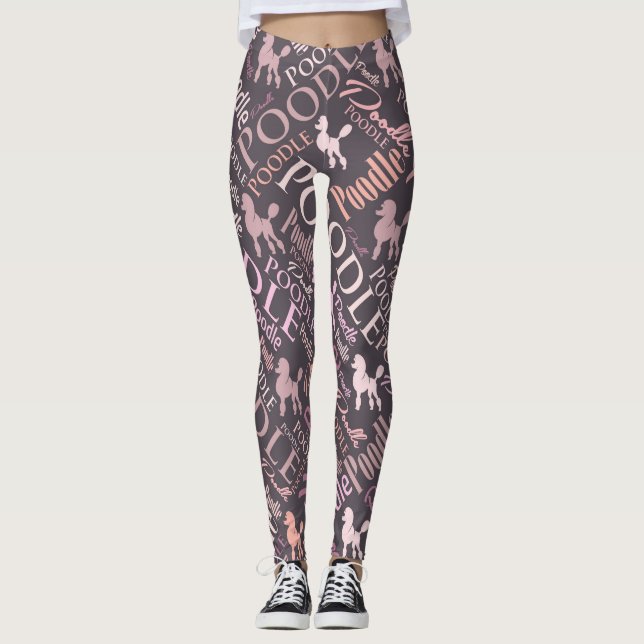 Pudel-Wort-Kunst Leggings (Vorderseite)