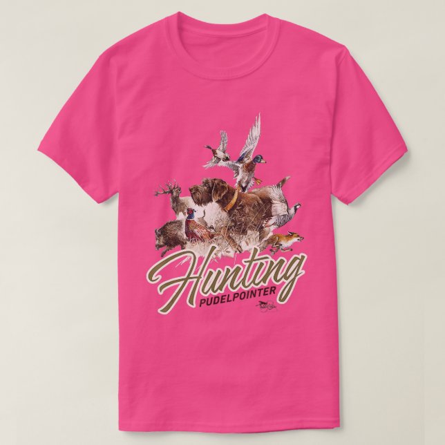 Pudelpointer Hunting Hund T-Shirt (Design vorne)