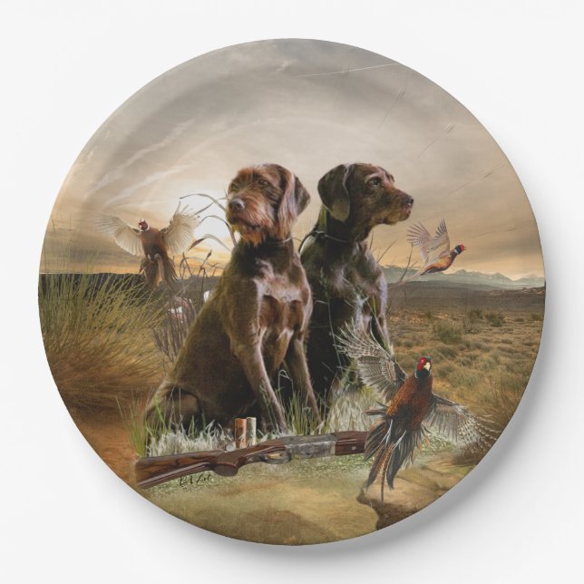 Pudelzeigen, Jagdfasan Pappteller (Vorderseite)
