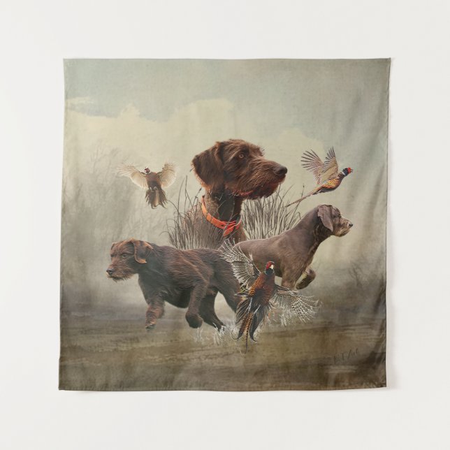 Pudelzeigen, Jagdfasan Wandteppich (Vorderseite)