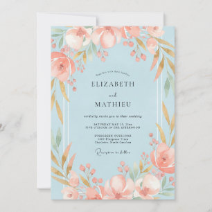 Puder-Aprikosen-Blatt-Hochzeit Einladung