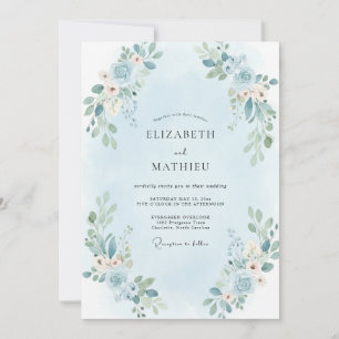 Puder-Pfirsich-Laub-Eukalyptus-Hochzeit Einladung