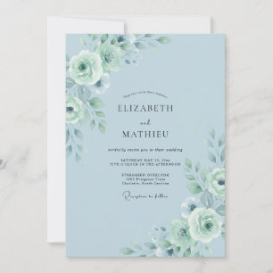 Puder-Seafoam-Pfingstrosen-Hochzeit Einladung