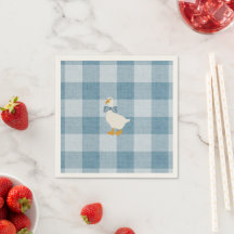 Puderblau Gingham Gans Baby Shower Karo