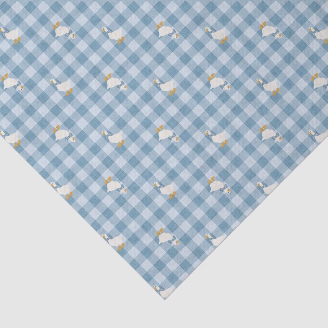 Puderblau Gingham Gans Kariert Seidenpapier (Ausschnitt)
