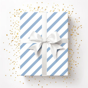 Puderblau-Weiß-Streifenmuster Geschenkpapier