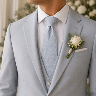 Puderblaue Barock-Blumenmuster-Krawatte Krawatte