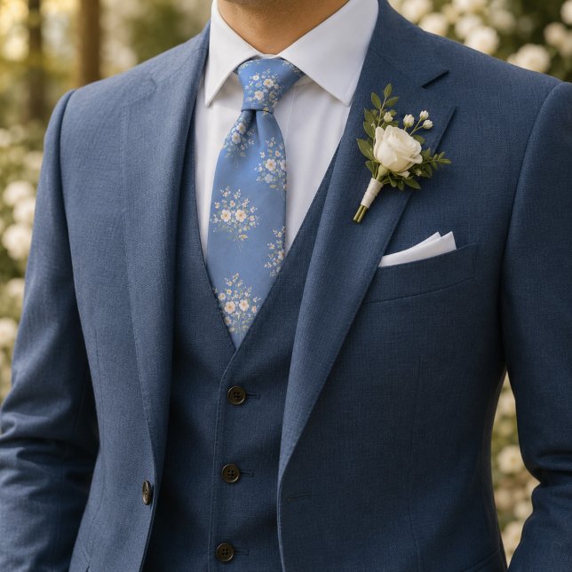 Puderblaue Ditsy-Blumenmuster  Krawatte (Von Creator hochgeladen)