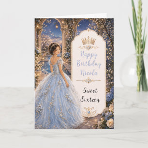 Puderblaue Sweet 16 Prinzessinnen-Garten Karte
