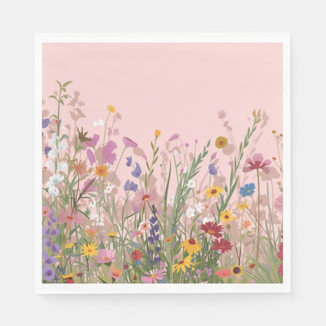 Puderrosa Freund und Wildblumen  Serviette (Vorderseite)