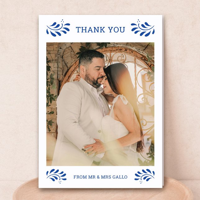 Puebla Mexican Wedding Foto Danke Karte (Puebla Mexican Wedding Photo Thank You Card by Fiesta Valley Print)