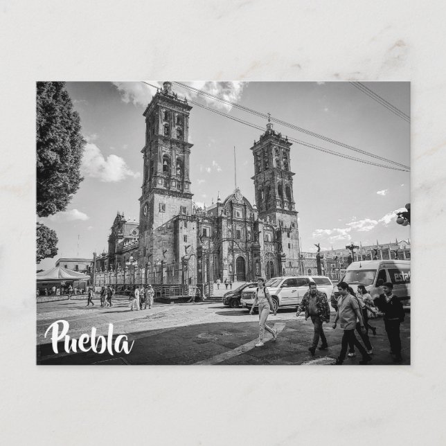 Puebla, México-Kathedrale Postkarte (Vorderseite)
