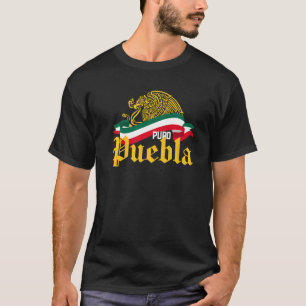 Puebla Mexico Puro Puebla Gelbe Adlerflagge T-Shirt