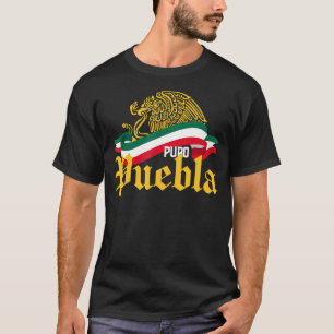 Puebla Mexico Puro Puebla Gelbe Adlerflagge T-Shirt