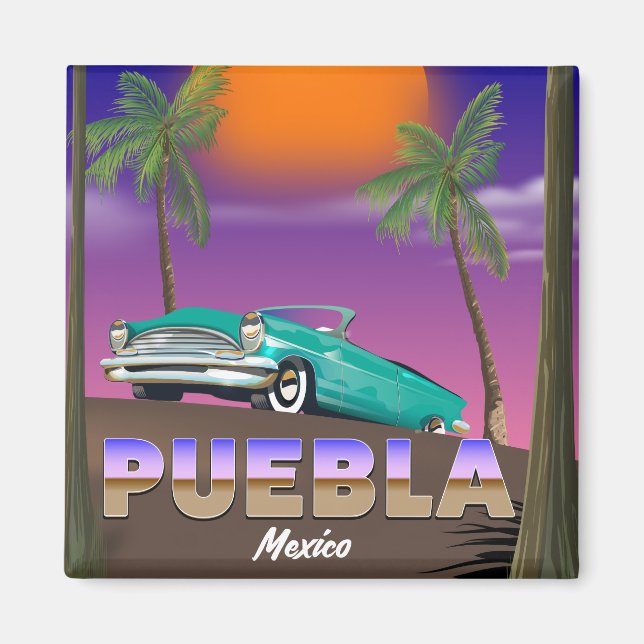 Puebla Mexiko, Ferienplakat Magnet (Vorne)