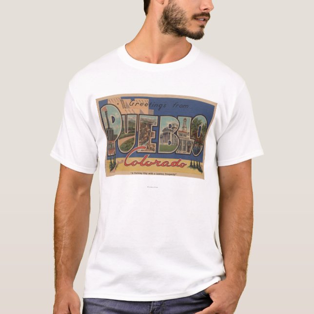 Pueblo, Colorado - große Buchstabe-Szenen 2 T-Shirt (Vorderseite)